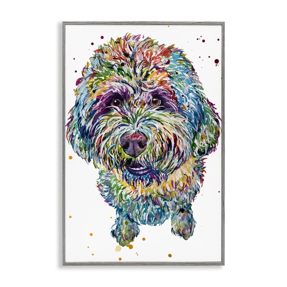 Stupell Industries Lagotto Romagnolo Puppy Gray Framed Giclee Art, design by Jennifer Seeley, 18 x 12