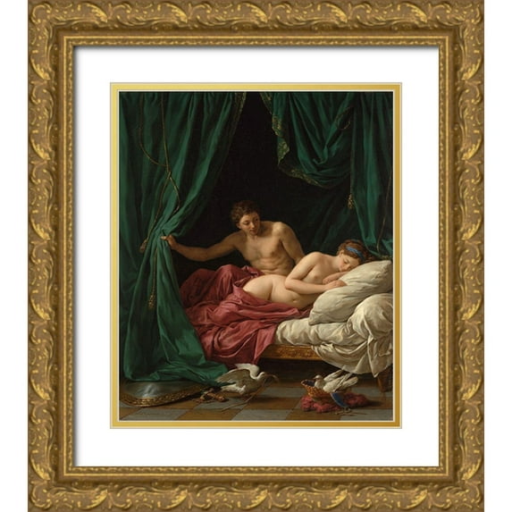 Lagrenee, Louis Jean Francois 26x30 Gold Ornate Wood Framed with Double Matting Museum Art Print Titled - Mars and Venus, Allegory of Peace (Mars et Venus, allegorie sur la Paix)