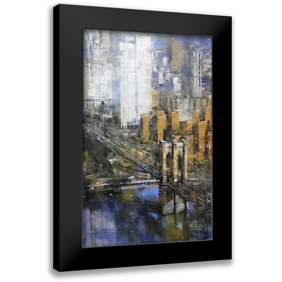 Lague, Mark 10x14 Black Modern Framed Museum Art Print Titled - Brooklyn Bridge