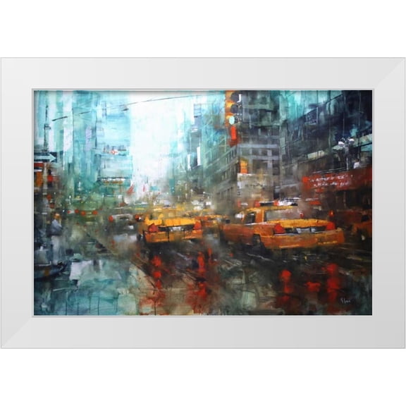 Lague, Mark 14x11 White Modern Wood Framed Museum Art Print Titled - Times Square Reflections
