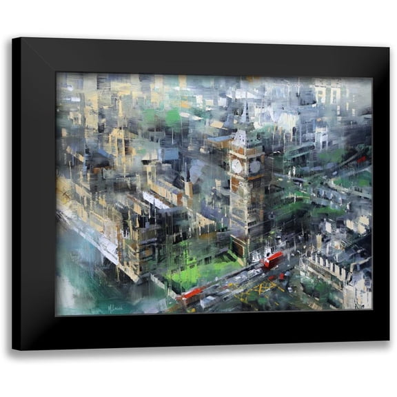 Lague, Mark 14x12 Black Modern Framed Museum Art Print Titled - London Green - Big Ben