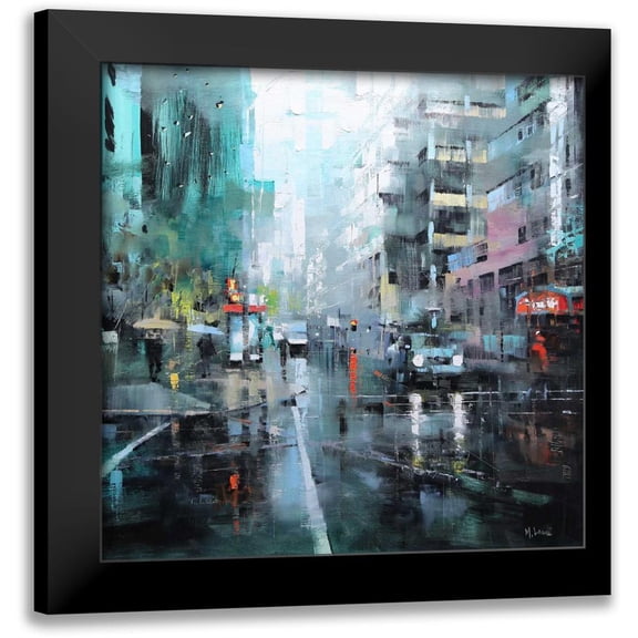 Lague, Mark 20x20 Black Modern Framed Museum Art Print Titled - Montreal Turquoise Rain