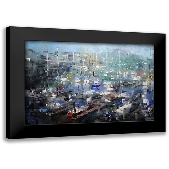 Lague, Mark 24x17 Black Modern Framed Museum Art Print Titled - Fisherman’s Wharf