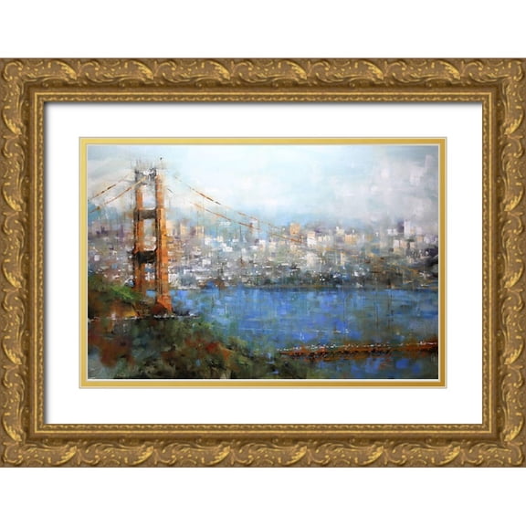 Lague, Mark 32x23 Gold Ornate Wood Framed with Double Matting Museum Art Print Titled - Golden Gate Vista