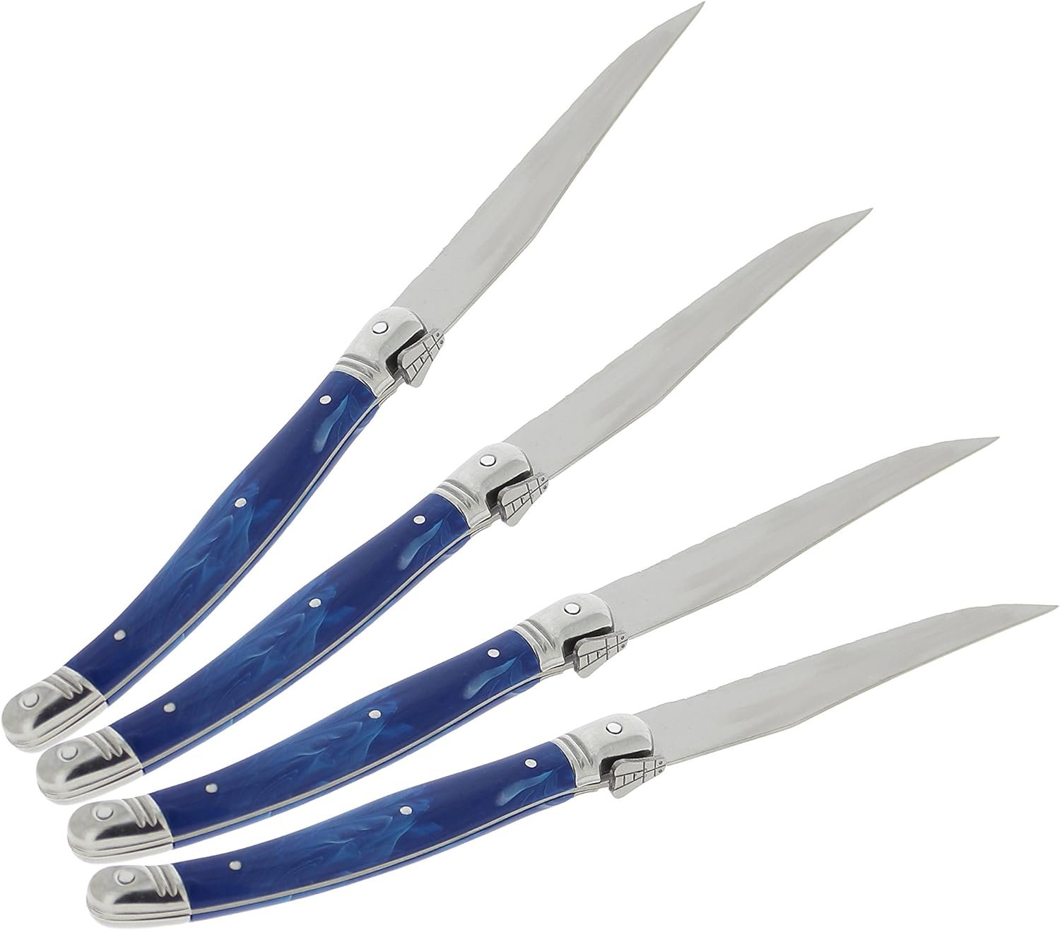 Laguiole 4Piece Steak Knives Blue Marble Stainless Steel Knives