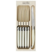 Laguiole Andre Verdier Debutant 6 Piece Steak Knife Set, Stainless Steel and Ivory Handles Made In France