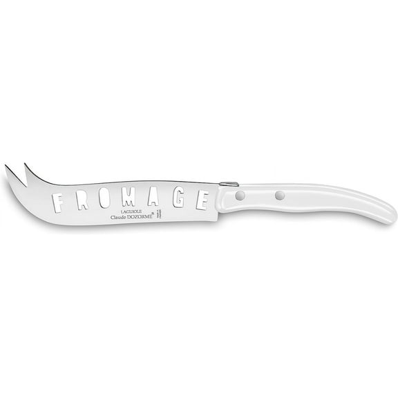 Claude Dozorme Laguiole Cheese Knife Berlingot XXL with White Acrylic Handle