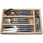 Laguiole Flatware, Everyday Flatware Set In A Tray 24-Pc (Gray Handles)