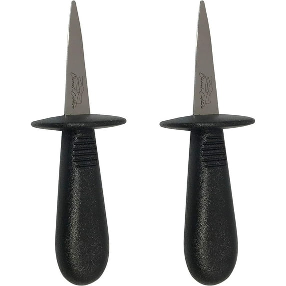 Laguiole Premium Dishwasher Safe Stainless Steel Set of 2 Oyster Knives Shuckers, Black Handle by Clermont Coutellerie
