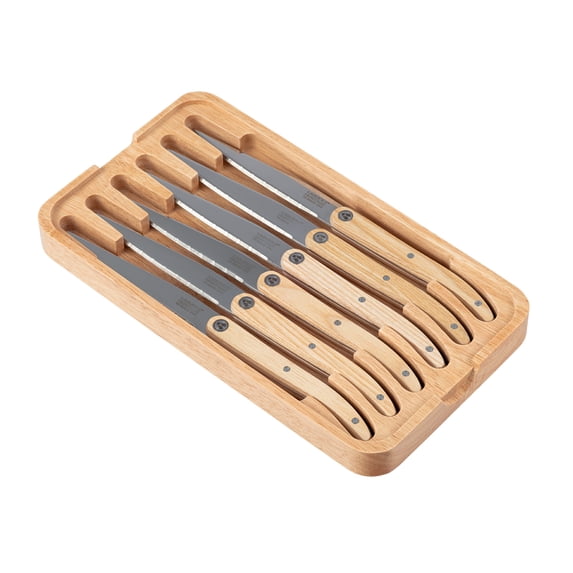 Laguiole Sens 6-Piece Steak Knife Set - Light wood handle