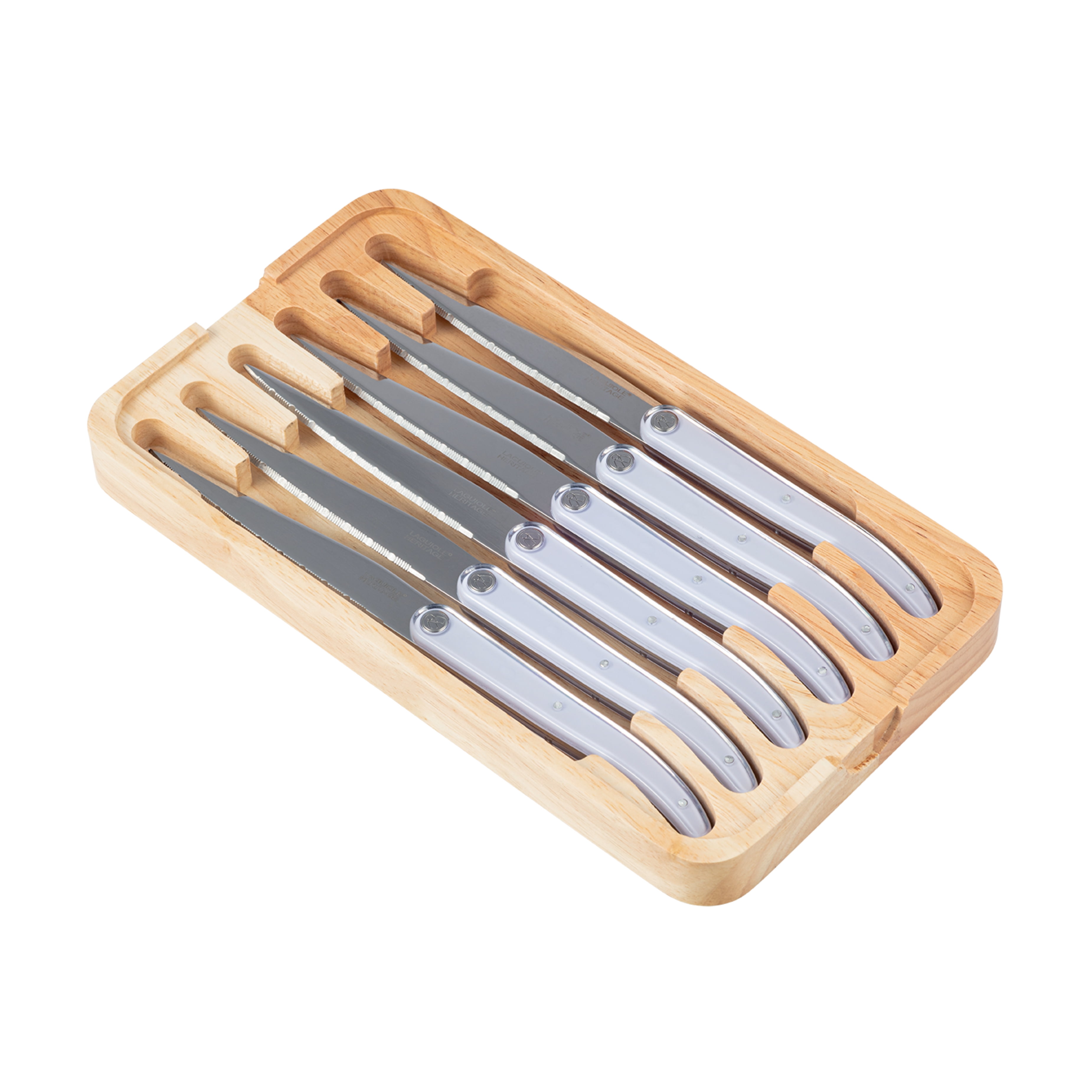 Laguiole Sens 6-Piece Steak Knife Set - White handle
