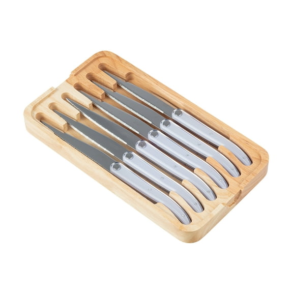 Laguiole Sens 6-Piece Steak Knife Set - White handle