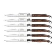 Laguiole Wood Handle Steak Knives Set Of 6-Brown & Gray