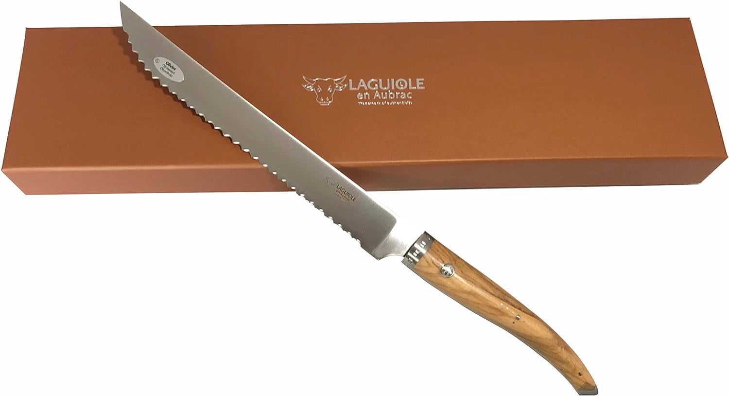Laguiole en Aubrac Cuisine グルメ 完全鍛造ステンレススチール フランス製 ユーティリティ/果物ナイフ オリーブウッドハンドル付き 4インチ/10cm