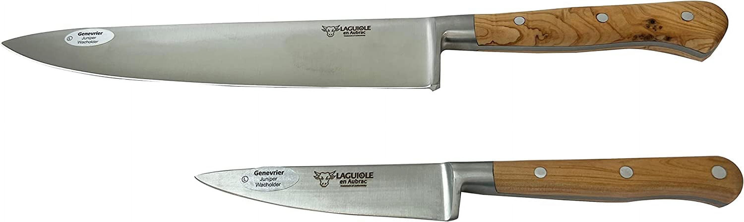 Laguiole en Aubrac Professional Stainless Fully Forged Steel Made In France Essential 2-Piece Premium Kitchen Knife Set With Juniper Handles