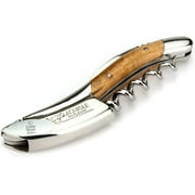 Laguiole en Aubrac corkscrew sommelier waiters knife - handles flamed maple - 3 functions - stainless steel shiny