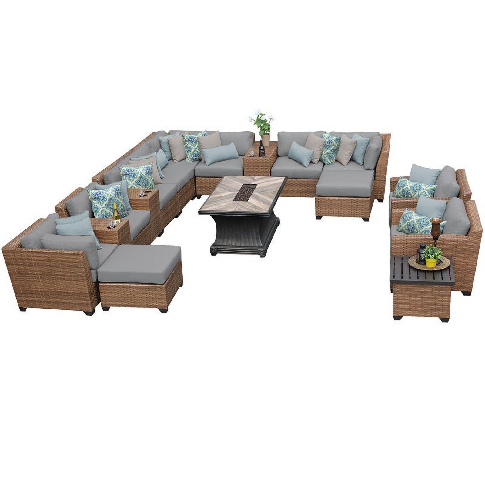 Garden Sofa Set 17 Pieces Poly Rattan Gray