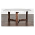 thumbnail image 1 of Laguna 36 Inch Round authentic marble and solid wood coffee table, 1 of 7