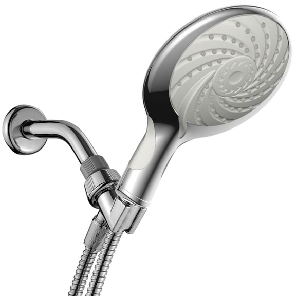 Laguna 5-Setting 6 Inch Hand Held Rainfall Spiral Shower Head with Extra-Long Stretchable Stainless Steel Shower Hose