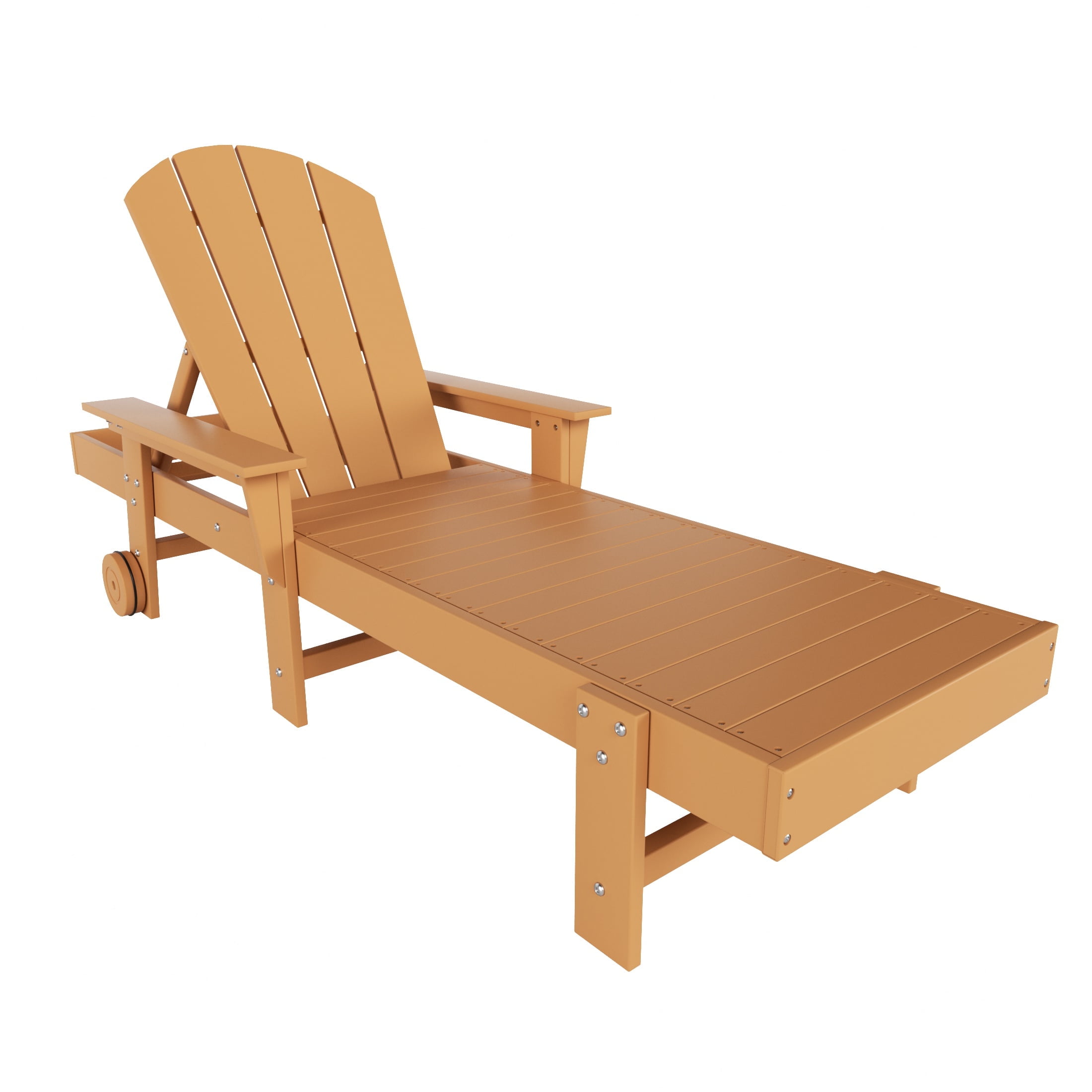Teak HDPE Adirondack Outdoor Chaise Lounge with Fixed Arms