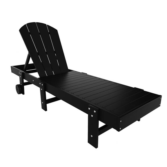 Laguna Adirondack Poly Reclining Chaise Lounge With Wheels, Black