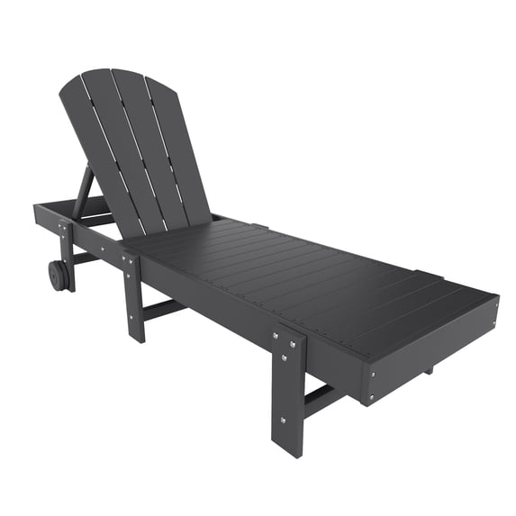Laguna Adirondack Poly Reclining Chaise Lounge With Wheels, Gray
