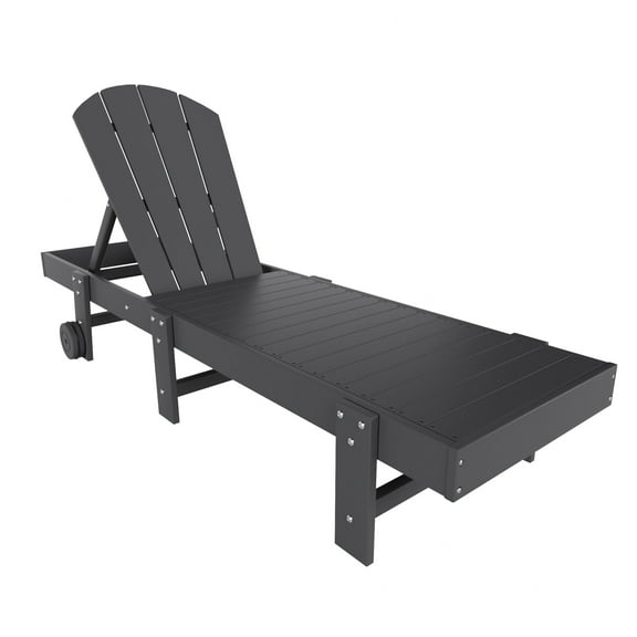 Laguna Adirondack Poly Reclining Chaise Lounge With Wheels, Gray