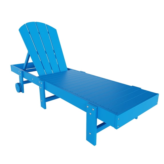 Laguna Adirondack Poly Reclining Chaise Lounge With Wheels, Pacific Blue