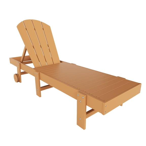 Laguna Adirondack Poly Reclining Chaise Lounge With Wheels, Teak