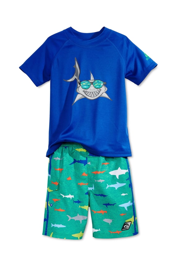 Baby Boys 2-Pc. Rash Guard & Swim Shorts Set (2T/2, Green)