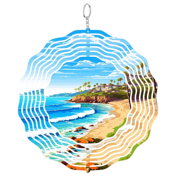 Laguna Beach California Art 3D Wind Spinner Metal Kinetic Art Outdoor Garden Decor Gift For Artist