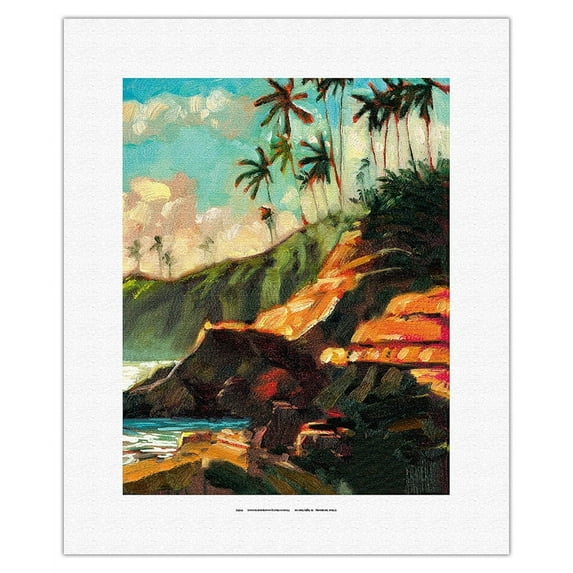 Laguna Beach California - Coastal Landscape - From an Original Color Painting by Wade Koniakowsky - Fine Art Rolled Canvas Print 11in x 14in