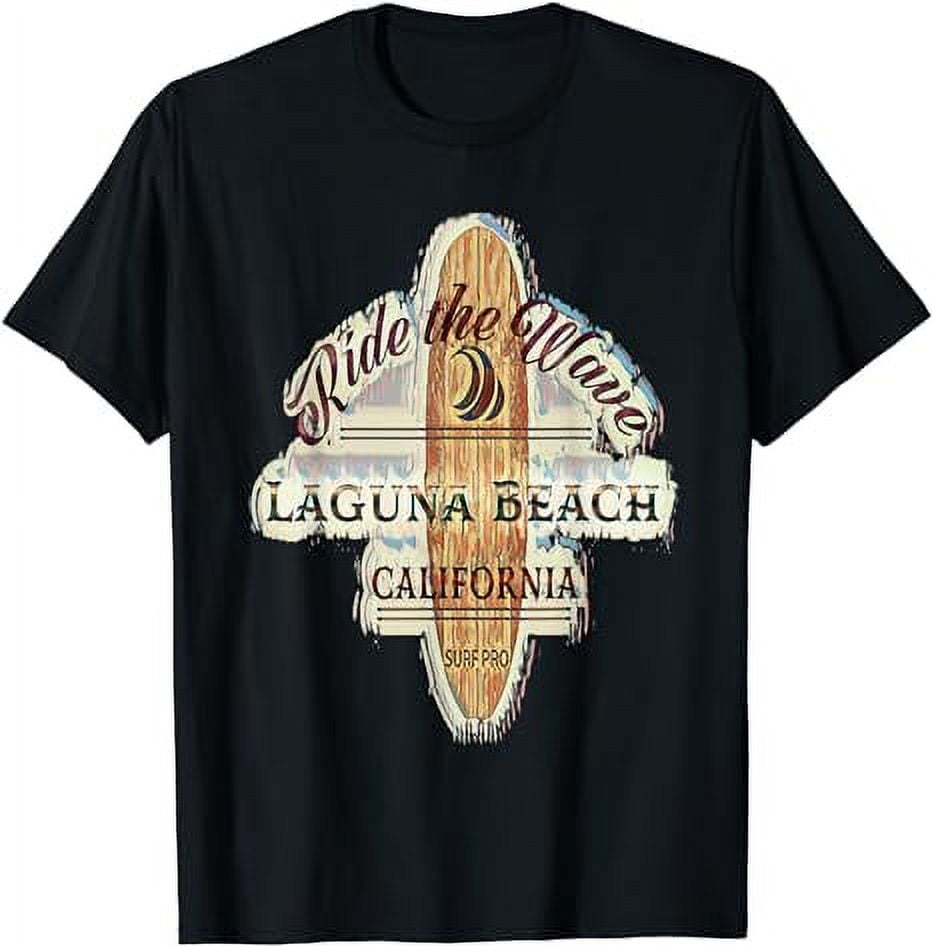 Laguna Beach Distressed Vintage Retro Surfboard Sign TShirt
