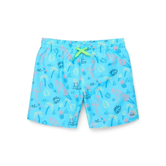 Laguna Boys Flamingo and Ice Cream Print Swim Trunks with UPF 50, Sizes 4-20