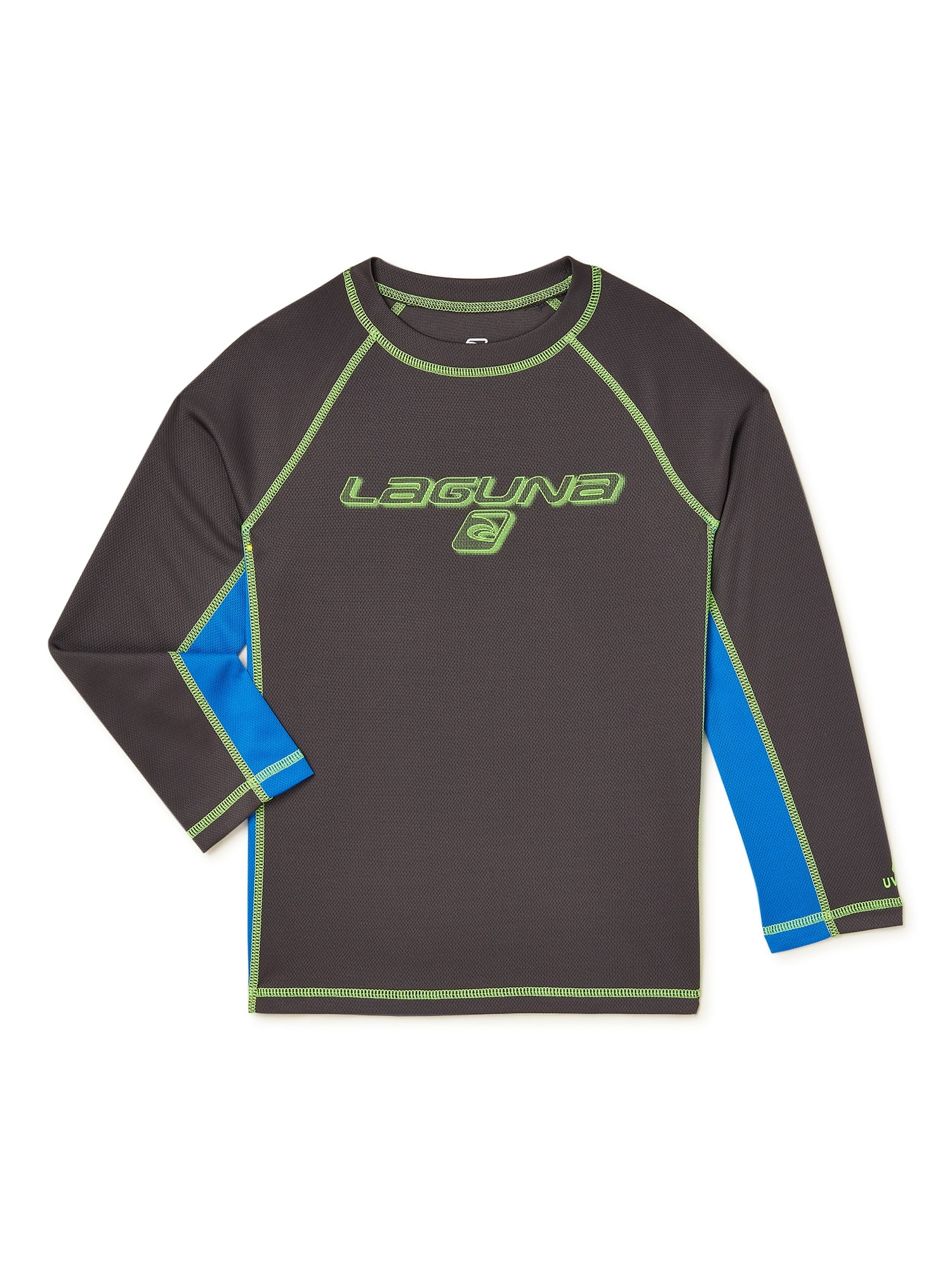 Laguna Boys Long Sleeve Athletic Rash Guard Swim Top, UPF 50+, Sizes 8