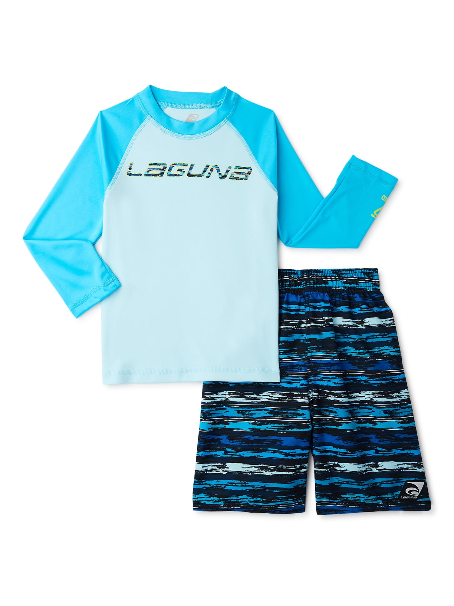 Laguna Boys Long Sleeve Rash Guard and Swim Trunk Set, 2Piece, Sizes 4