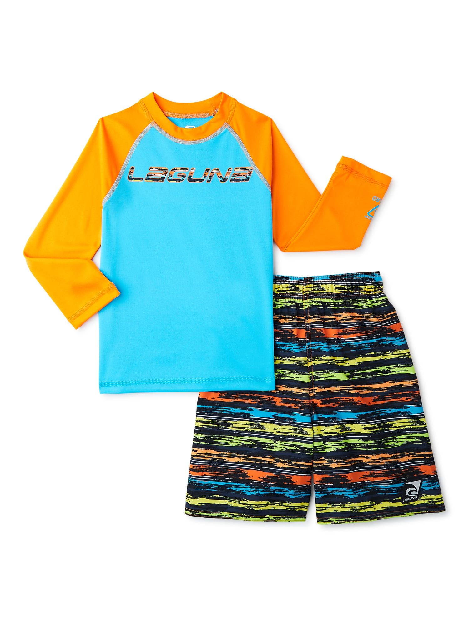 Laguna Boys Long Sleeve Rash Guard and Swim Trunk Set, 2Piece, Sizes 4