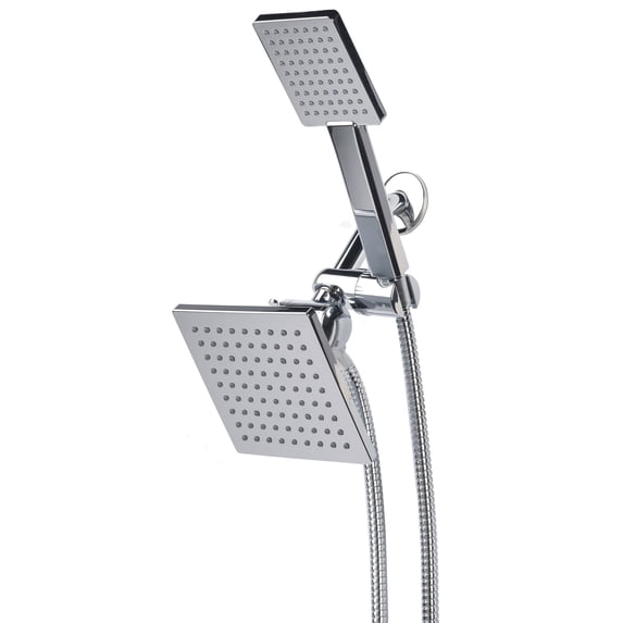 Laguna Brass 4310CP Bathroom 2 in 1 Rain Shower Head & Handheld Shower System with Stainless Steel Braided Hose and 3-Way Water Diverter Chrome Finish