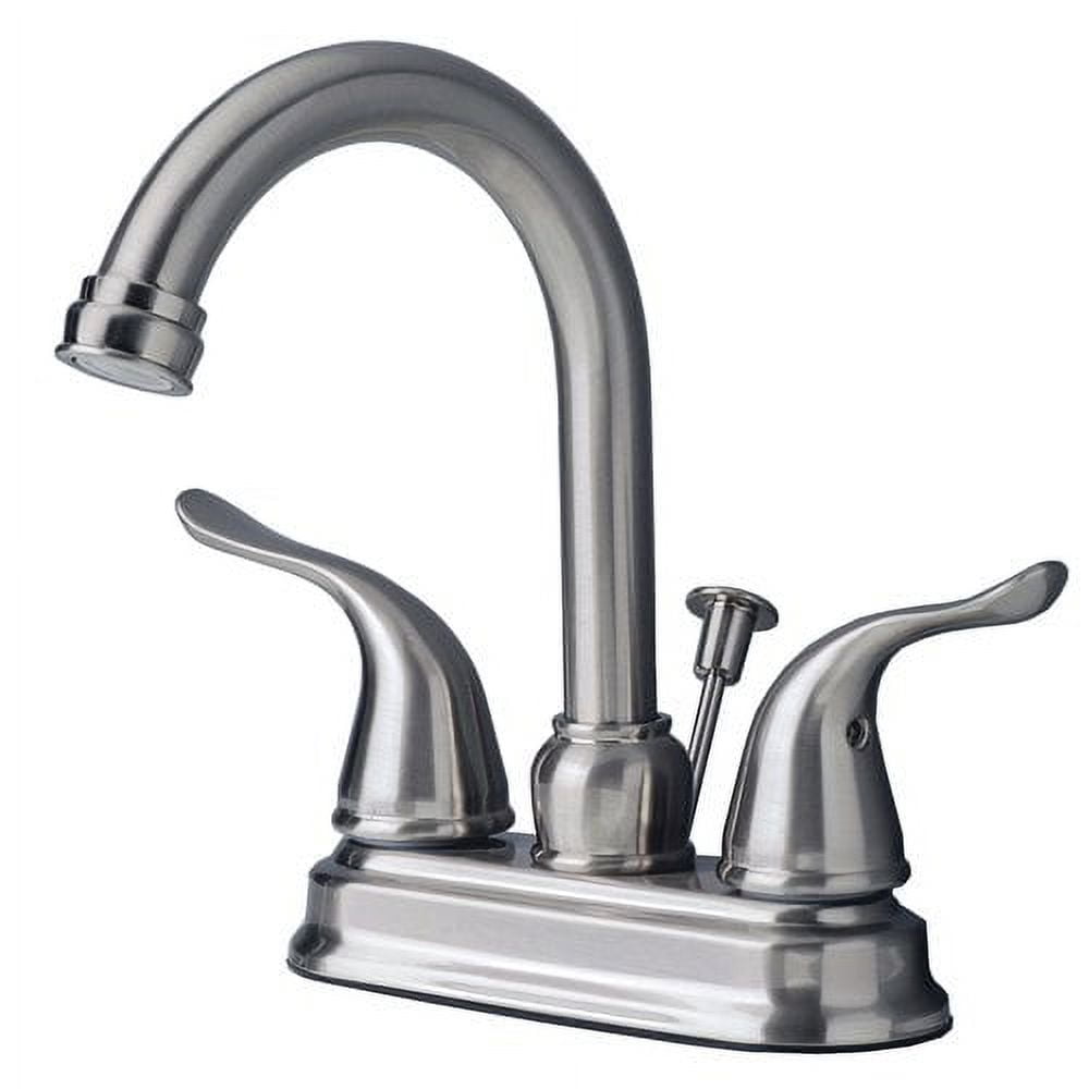 Brushed Nickel Transitional Centerset Lavatory Faucet with Pop-Up Drain