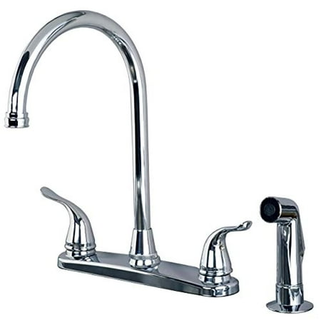 laguna brass double handle kitchen faucet with side spray