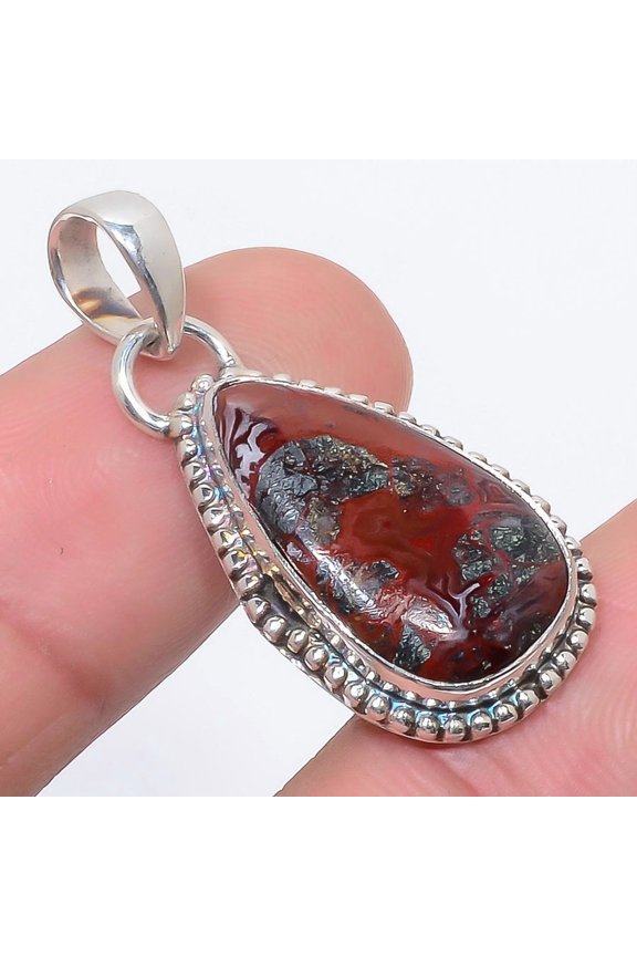 Laguna Crazy Lace Agate Solid 925 Sterling Silver Pendant 1.4" M1576, Agate Pendant, Christmas Gift, New Year Sale, Gemstone Silver Jewelry