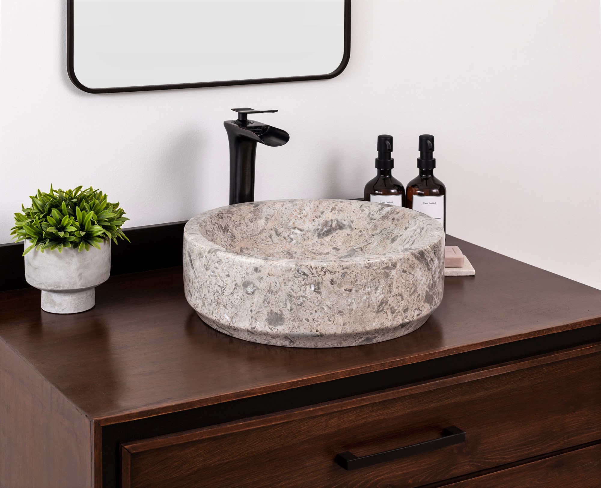 Laguna Marble Stone Vessel Bathroom Sink for Vanity, Avalon Goleta