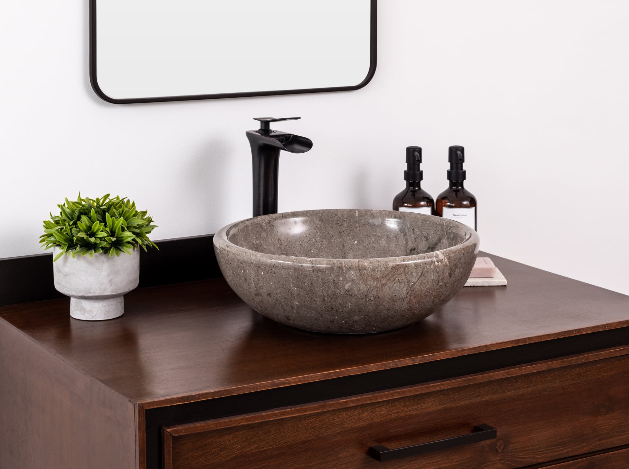 Laguna Marble - Stone Vessel Bathroom Sink for Vanity, Bonsai Thomas Marble - Walmart.com