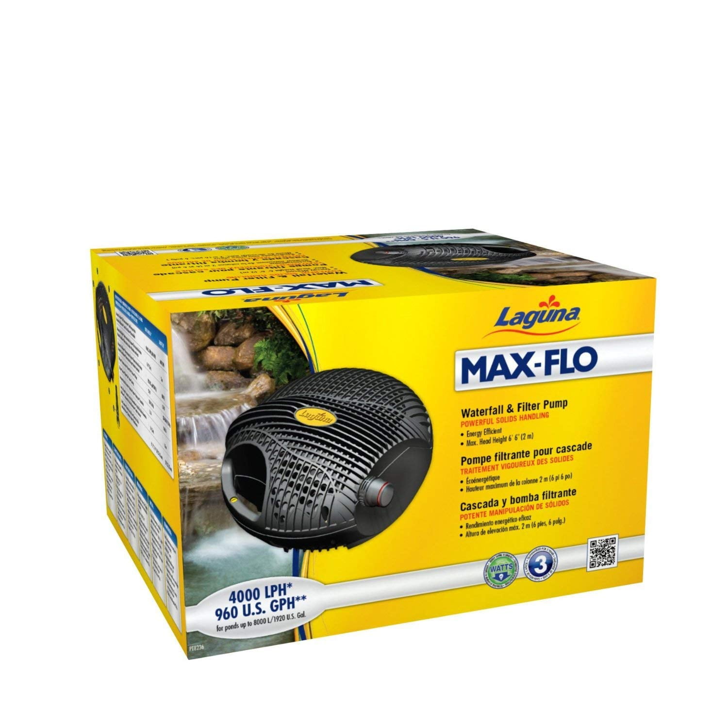 Laguna Max-Flo 960 Waterfall & Filter Pump, For Ponds up to 1920 U.S. gal (7300 L)