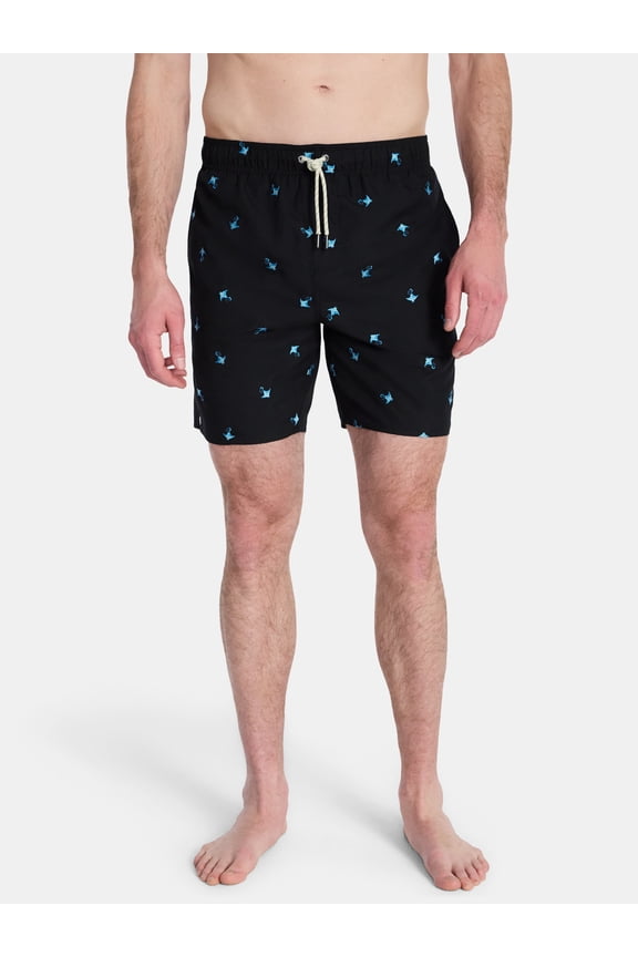 Men's Peached Volley Swim Trunks with Brief Liner, 7" Inseam, Sizes M-2XL