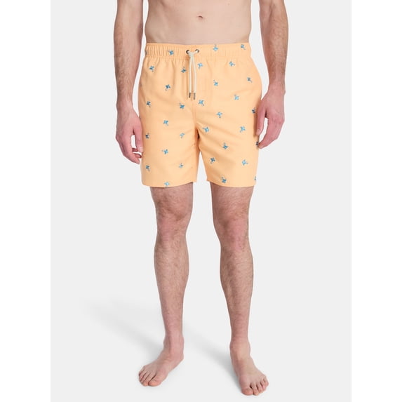 Laguna Men's Peached Volley Swim Trunks with Brief Liner, 7" Inseam, Sizes M-2XL