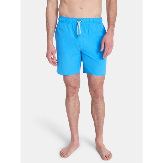 Laguna Men's Pebbled Stretch Volley Swim Trunks with Brief Liner, 7" Inseam, Sizes M-2XL