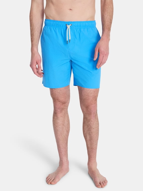 Men's Pebbled Stretch Volley Swim Trunks with Brief Liner, 7" Inseam, Sizes M-2XL