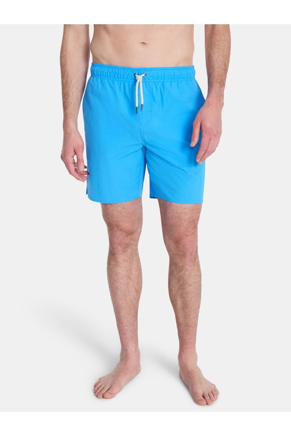 Men's Pebbled Stretch Volley Swim Trunks with Brief Liner, 7" Inseam, Sizes M-2XL