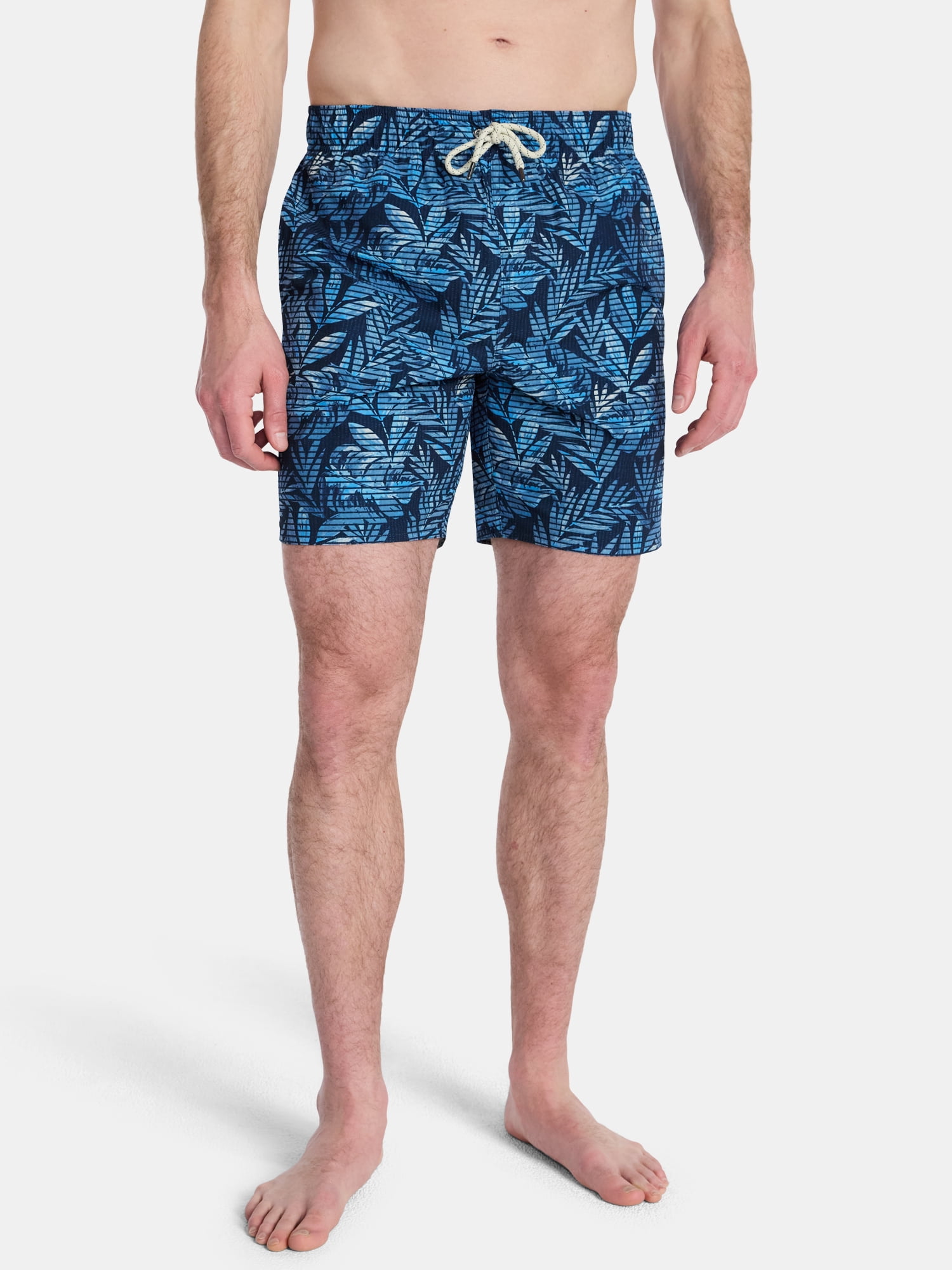 Laguna Men's Printed Seersucker Volley Swim Trunks with Brief Liner, 7" Inseam, Sizes M-2XL